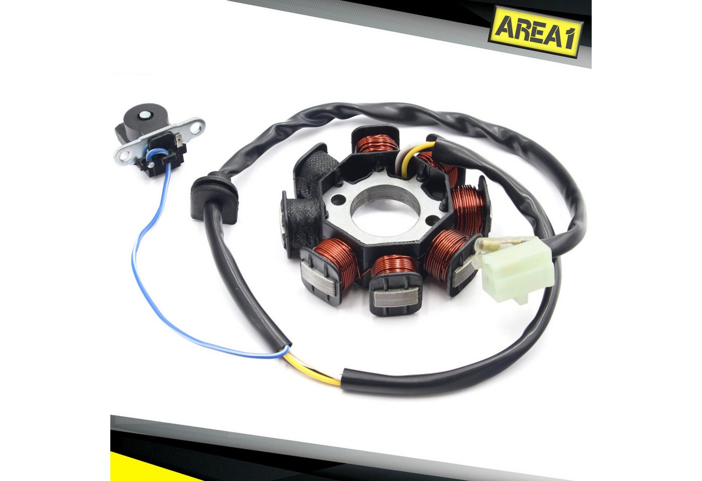 Area1 Lichtmaschinenregler Lichtmaschine Stator 50ccm GY6 QMB/QMA-Version 2/2 isolierte Spulen, Kompatibel mit Baotian Rex Kymco Huatian Sym ATU Explorer Beeline Bild 2