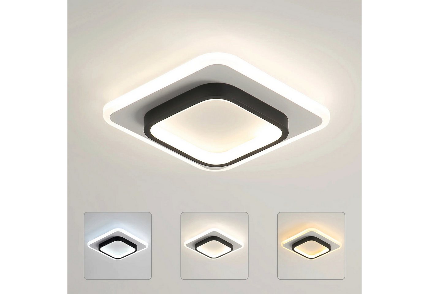 Riserva Deckenleuchten Deckenleuchte LED 20W 3 Lichtfarben, Deckenlampe Flur Küche, LED wechselbar Bild 3