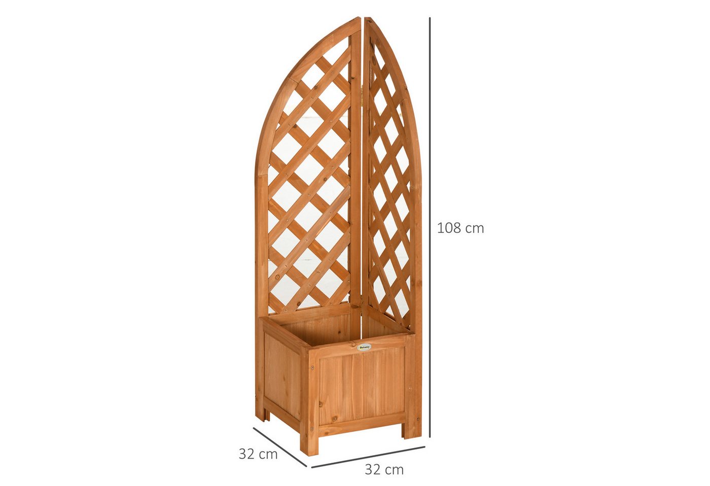 Outsunny Hochbeet Blumenhochbeet mit Eckspalier (Blumenkasten, 1 St., Pflanzenkasten), für Garten, Balkon, Braun
