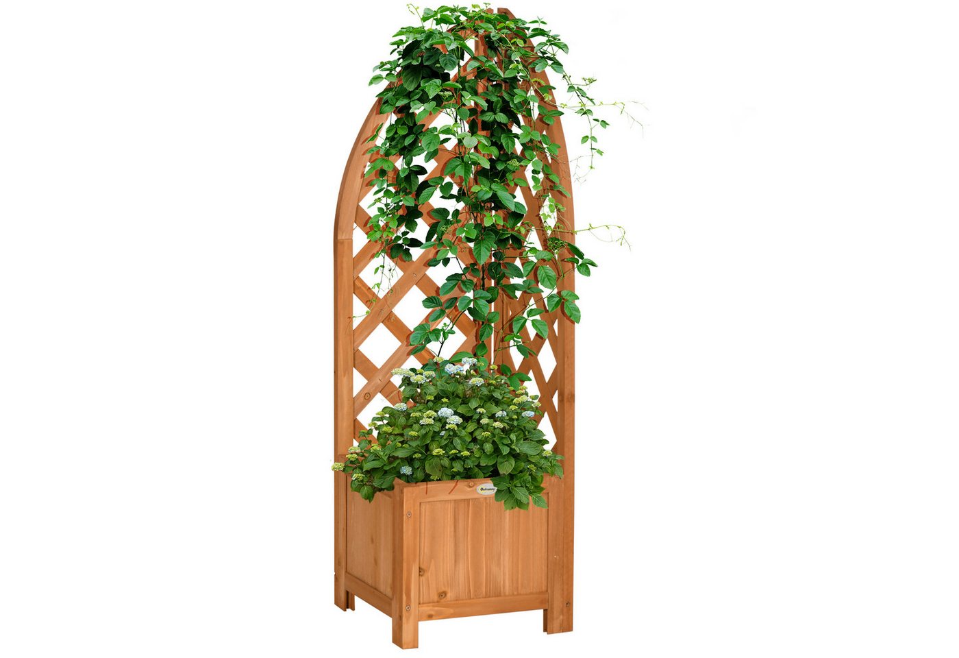 Outsunny Hochbeet Blumenhochbeet mit Eckspalier (Blumenkasten, 1 St., Pflanzenkasten), für Garten, Balkon, Braun Bild 5