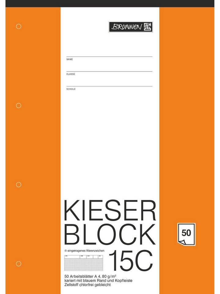 Baier & Schneider Collegeblock Block kariert 5 mm A4 50 Blatt