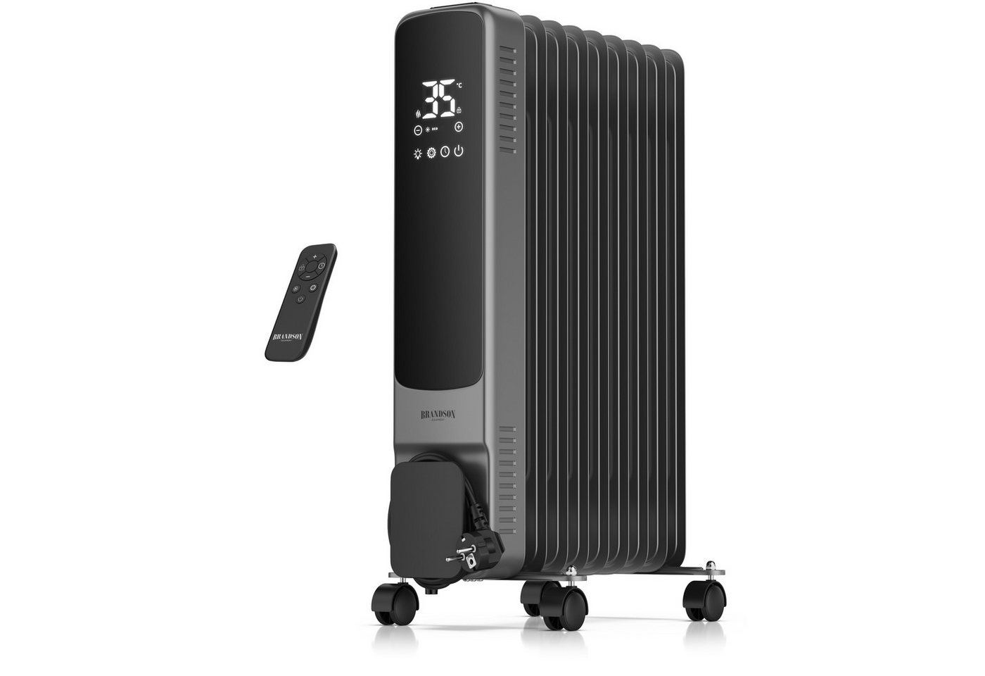 Brandson Ölradiator 9 Rippen, Thermostat 5-35 °C, 24h-Timer, Fernbedienung, Rollen, 2000 W, ECO-Modus 800 W, Frostschutz, Kippschutz, Kindersicherung Bild 3