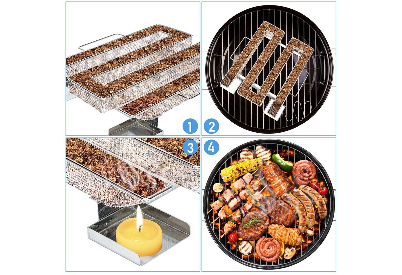 Clanmacy Räucherbox BBQ Kaltrauchgenerator Kaltraucherzeuger für Grill Kaltraucherzeuger Edelstahlmaterial/Bequemer Griff Bild 4