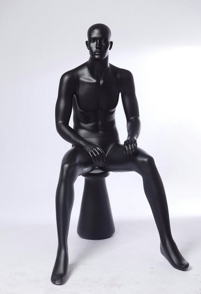 Eurotondisplay Schaufensterpuppe Schaufensterpuppe Mann sitzend weiß oder schwarz geformtes Gesicht neu