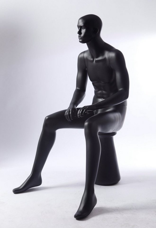 Eurotondisplay Schaufensterpuppe Schaufensterpuppe Mann sitzend weiß oder schwarz geformtes Gesicht neu Bild 2