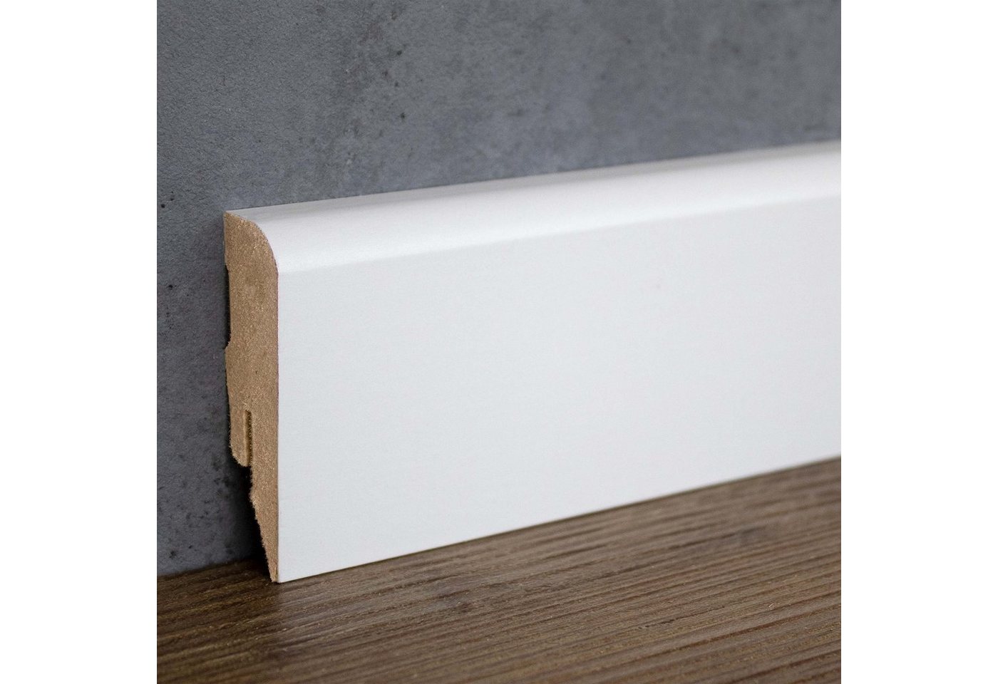 PROVISTON Sockelleiste MDF, 16 x 58 x 2500 mm, Weiß, Fußleiste, MDF foliert, L: 250 cm