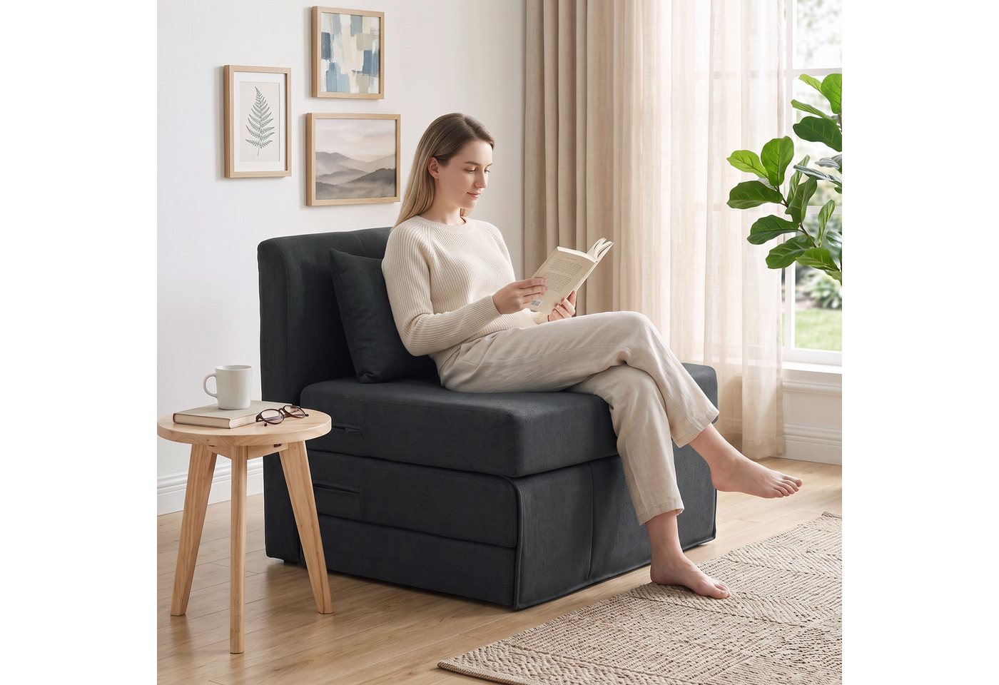 HOMCOM Bodenkissen Schlafsessel Klappbares Gästebett, Klappbar und multifunktional als Sofa & Bett verwendbar Bild 2