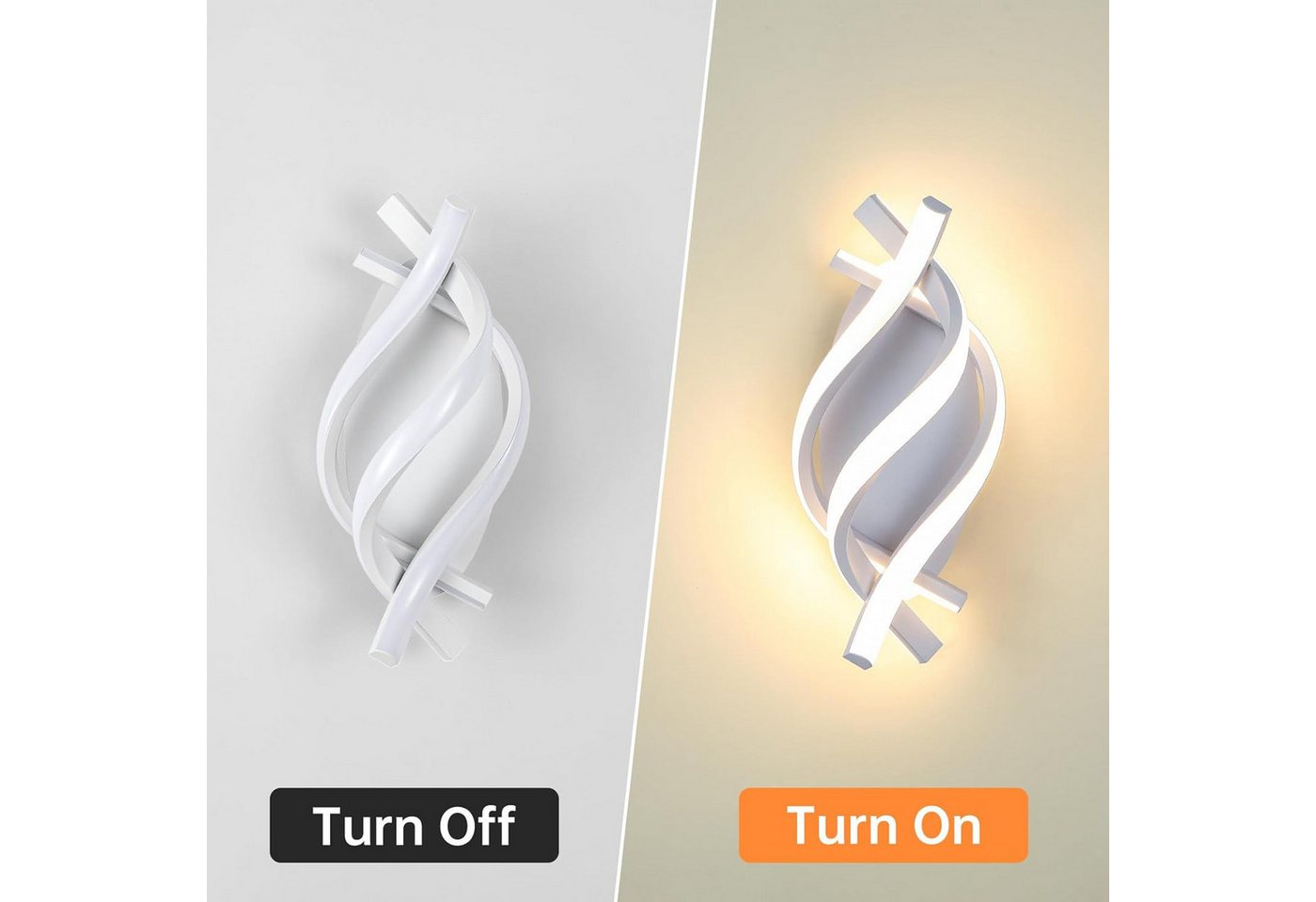 BlingBin LED Wandleuchte Warmweiß Wandlampe 32cm Innen 21W 3360LM Wandbeleuchtung 3000K, LED fest integriert, Warmweiß, mit zusätzlichem Lichtring am Baldachin