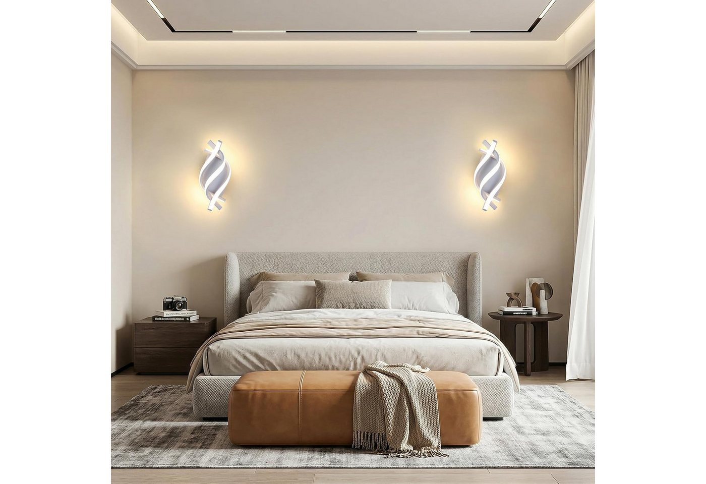 BlingBin LED Wandleuchte Warmweiß Wandlampe 32cm Innen 21W 3360LM Wandbeleuchtung 3000K, LED fest integriert, Warmweiß, mit zusätzlichem Lichtring am Baldachin Bild 5