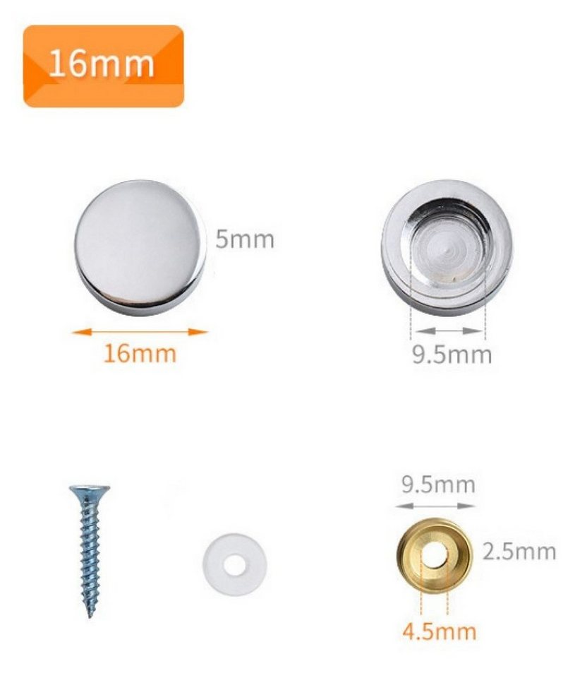 BAYLI Regal 20er Set Spiegel Schrauben mit Kappen, 16mm Zierschrauben mit Abdeckk Bild 4