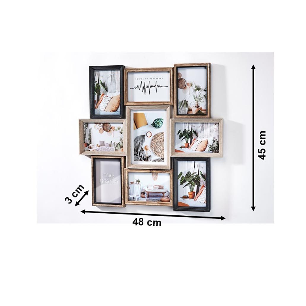Kobolo Bilderrahmen Collage Bilderrahmen Collage VITA für 9 Bilder beige schwarz, für 9 Bilder (verschiedene Brauntöne und Schwarz, 1 St), Einzelstück Bild 2
