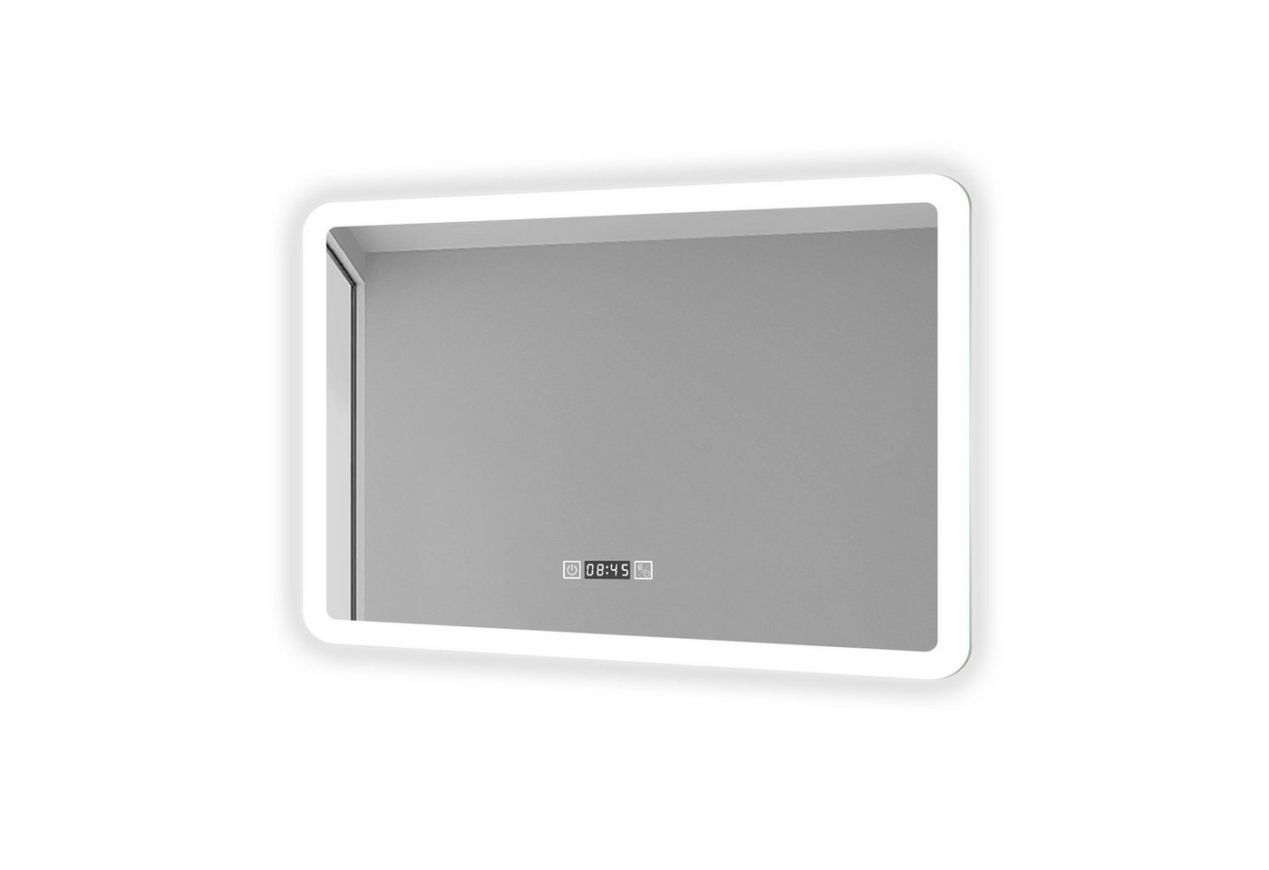 duschspa Badspiegel 50-160cm Spiegel Touch, Wandschalter, Beschlagfrei, energiesparend, Digital-Uhr, Drei Lichtfarbe, Dimmbar, Memory Bild 3