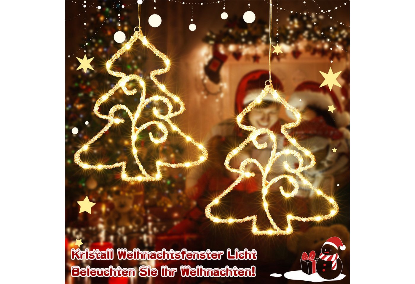Quntis LED-Lichterkette Lichtervorhang weihnachtsdeko fenster, weihnachtsbaum mit beleuchtung, Warmweiß Beleuchtung mit 8 Modi für Weihanchten/Fenster Bild 5
