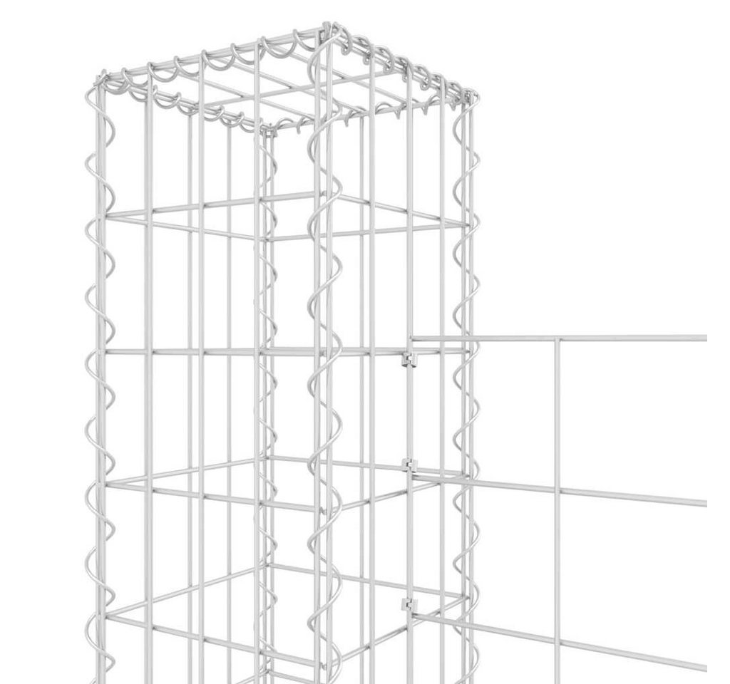 furnicato Gabionenzaun Gabione Steinkorb 140x20x150 cm Silber aus Eisen mit 2 Pfosten, Witterungsbeständige Stützmauer mit Maschenweite von 10 x 5 cm Bild 3