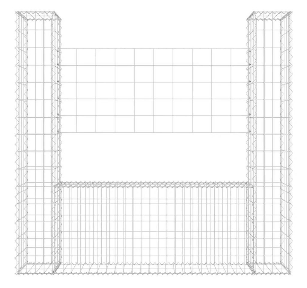 furnicato Gabionenzaun Gabione Steinkorb 140x20x150 cm Silber aus Eisen mit 2 Pfosten, Witterungsbeständige Stützmauer mit Maschenweite von 10 x 5 cm Bild 4