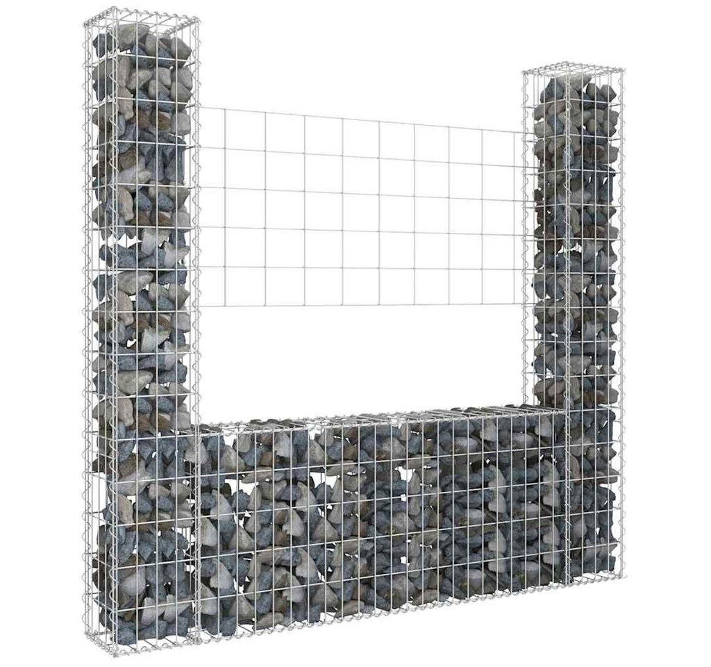 furnicato Gabionenzaun Gabione Steinkorb 140x20x150 cm Silber aus Eisen mit 2 Pfosten, Witterungsbeständige Stützmauer mit Maschenweite von 10 x 5 cm Bild 5