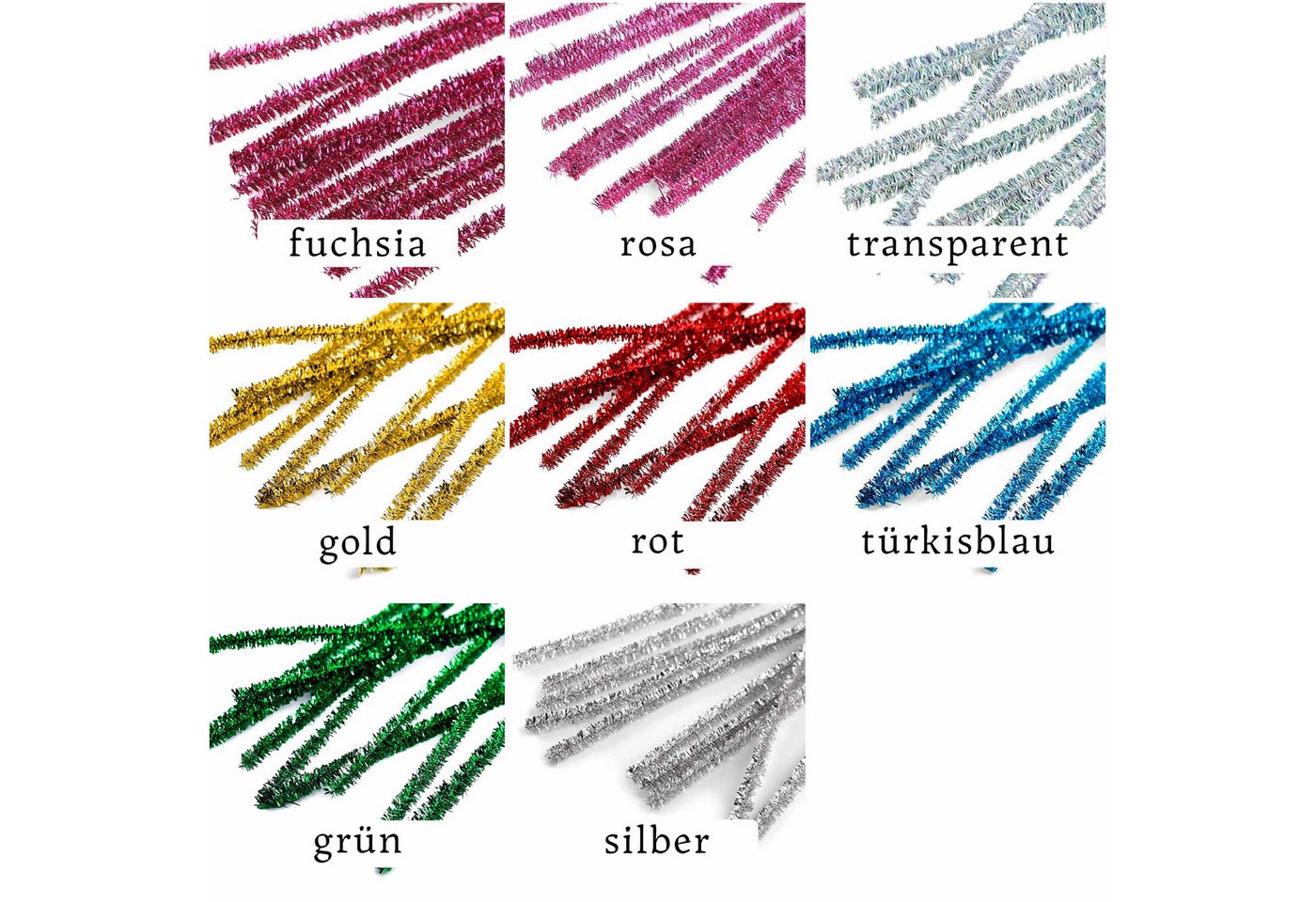 maDDma Basteldraht 80 Stück Pfeifenreiniger mit Glitzereffekt 30cm × 6mm Basteln Bild 3
