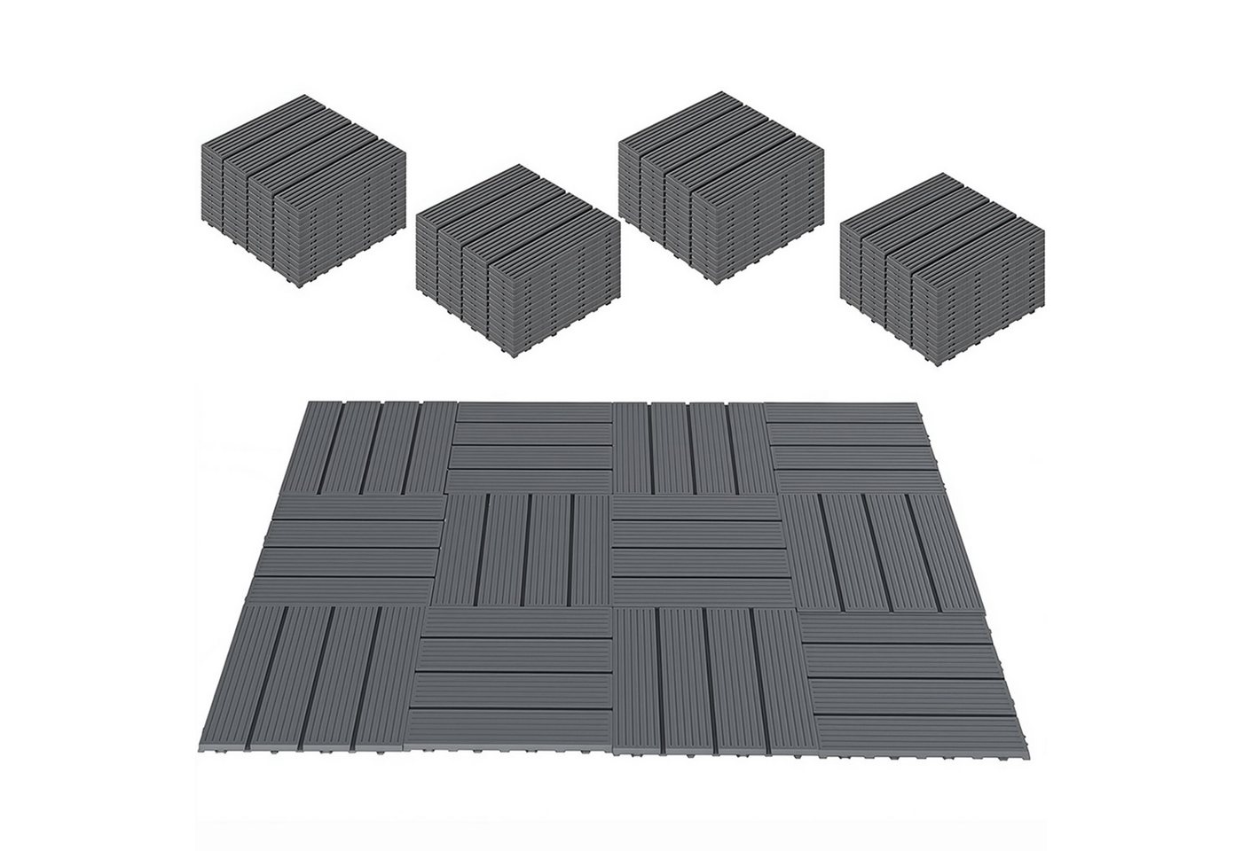 GLIESE Terrassendielen Terrassenfliesen 44er Set mit Klicksystem, 30 x 30 x 2 cm, 3,96 m², BxL: je 30x30 cm, 20 mm Stärke, (Set, 44-St., Dunkelgrau), für Garten, Holzstege, Terrasse, Hof, Wohnzimmer, Schlafzimmer Bild 5