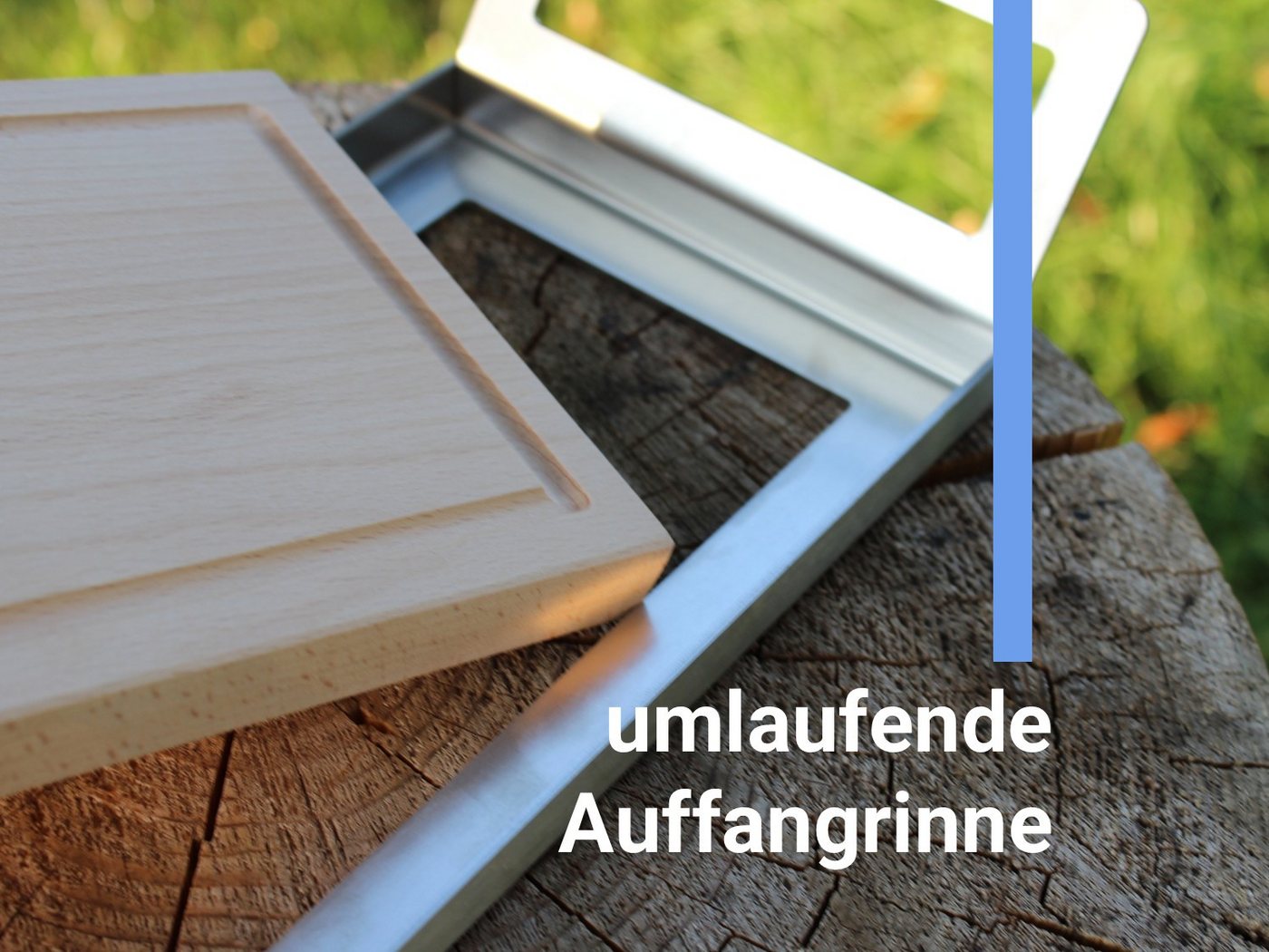 Schilling Fischgrilltechnik Grillguthalter Griffschale mit Grillbrett Buche kompakt für Fischfilet, Edelstahl & Buche, (Komplettset, Griffschale aus Edelstahl mit Grillbrett aus Buche + Anleitung), Grillbrett aus deutscher Buche. Edelstahl Laserschnitt-Grillschale Bild 5