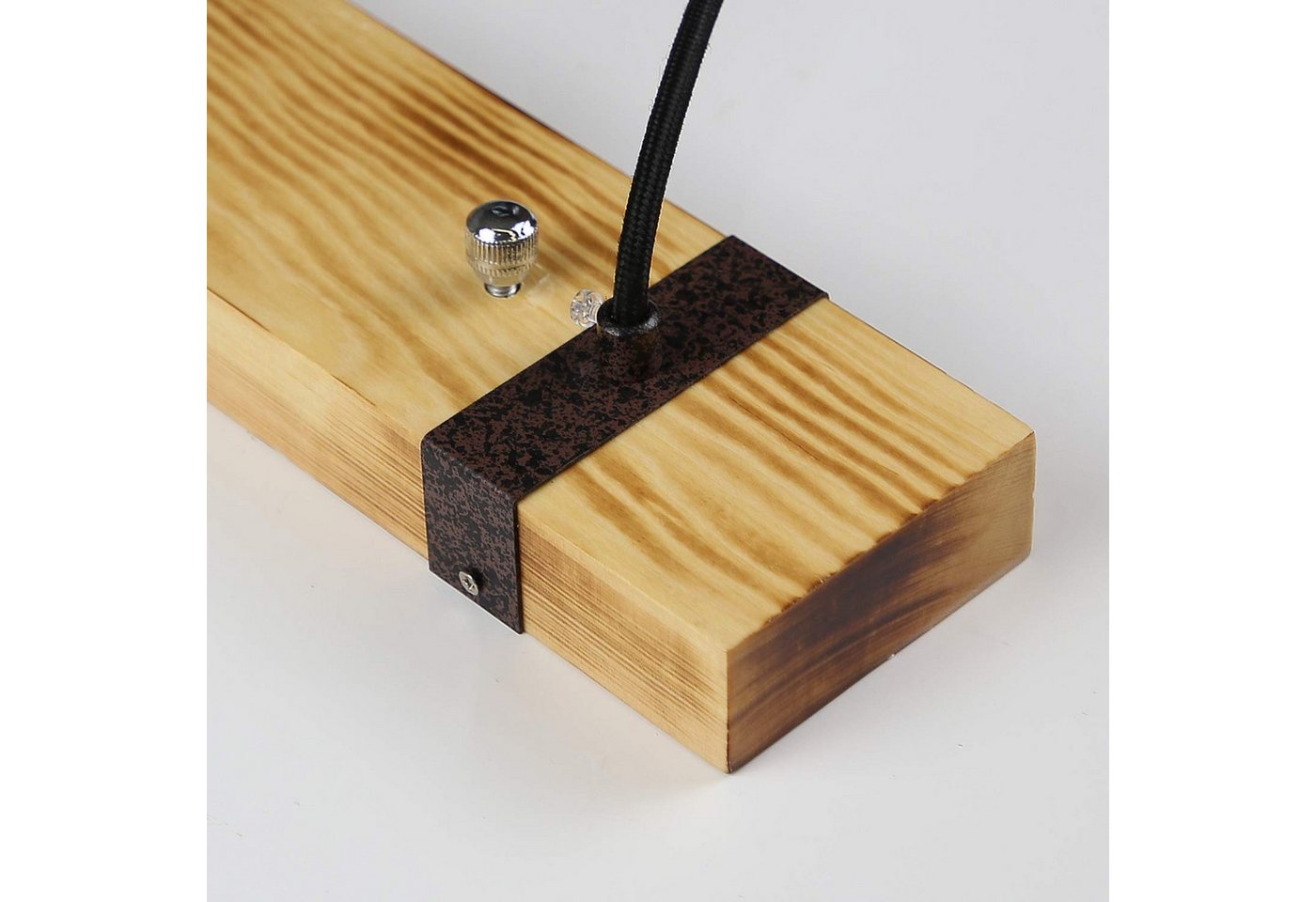 ZMH Pendelleuchte Vintage Holz Retro Hängeleuchte mit 80CM Holzbalken Esszimmer, Nicht Dimmbar, ohne Leuchtmittel, 3000k, 4 x E27 max. 25 Watt Hängelampe für Küche Wohnzimmer Bild 3