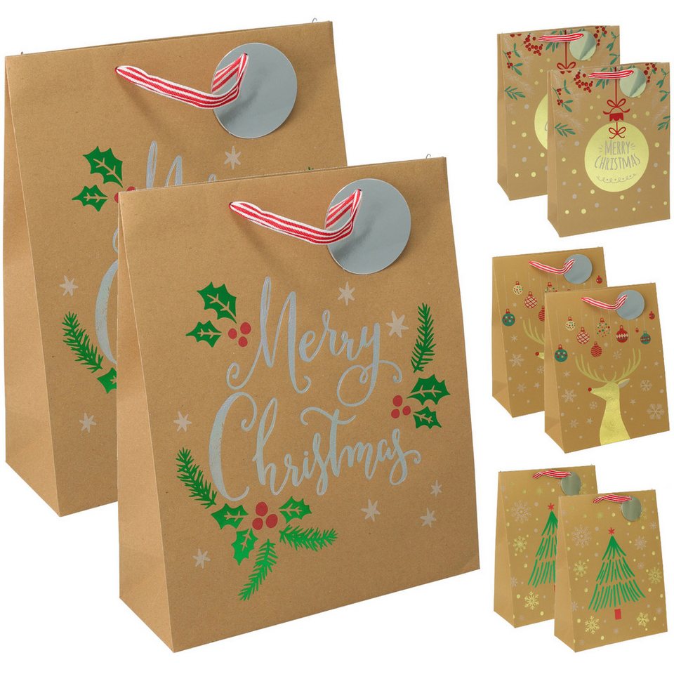 Koopman Geschenktüten Weihnachtstüte Papiertüte Geschenkbox Weihnachten 8er Set, (8St), 4 Motive, Geschenkidee, Papier Bild 4