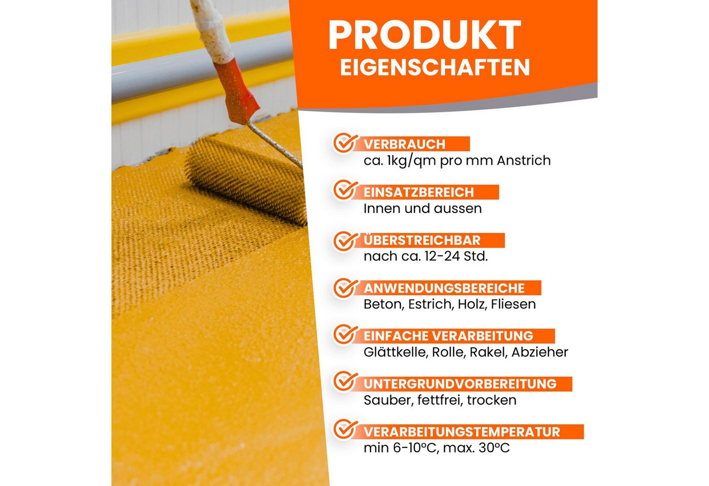 BEKATEQ Bodenversiegelung BK-205EP 2K Epoxidharz Nivelliermasse Bodenbeschichtung, Bodenbeschichtung UV-optimiert, Lösemittelfrei, Geruchsarm Bild 4