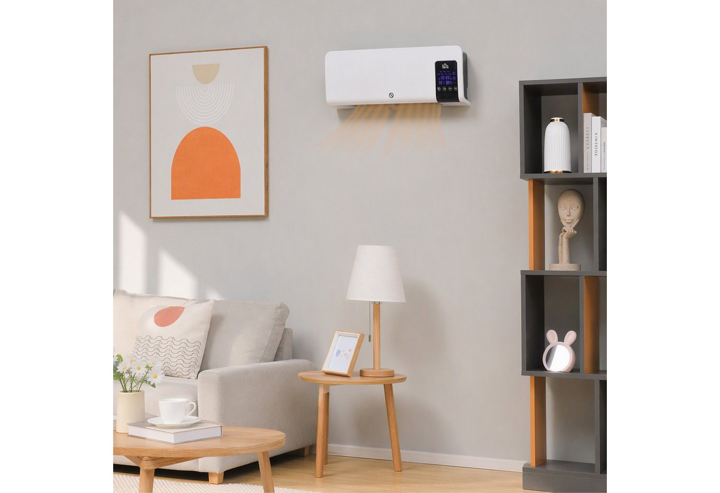 HOMCOM Heizlüfter Zur Wandmontage Keramik-Wandheizung mit Fernbedienung, 2 Heizmodi, 2000 W, für Wohnzimmer, Schlafzimmer, Weiß