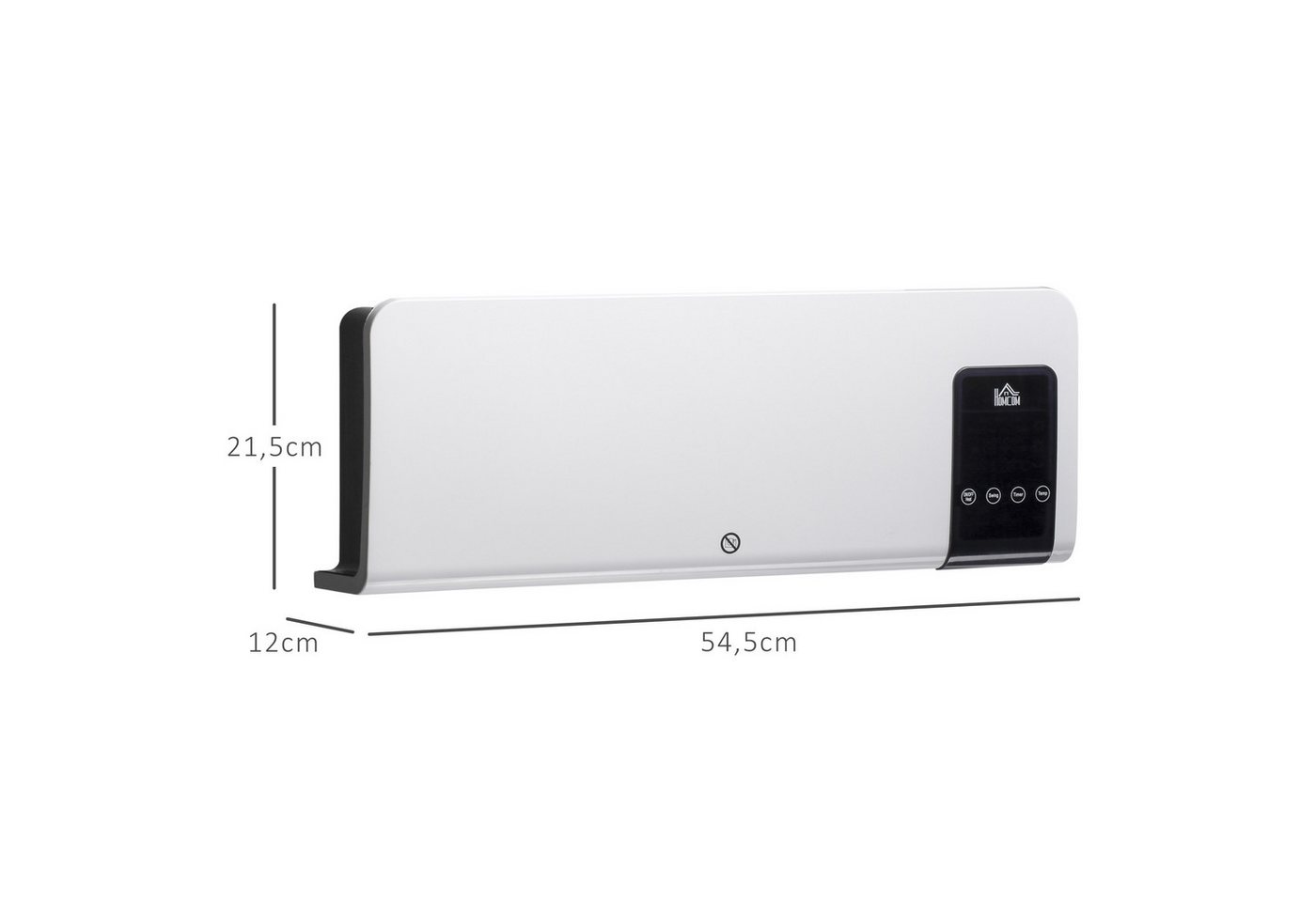 HOMCOM Heizlüfter Zur Wandmontage Keramik-Wandheizung mit Fernbedienung, 2 Heizmodi, 2000 W, für Wohnzimmer, Schlafzimmer, Weiß Bild 3