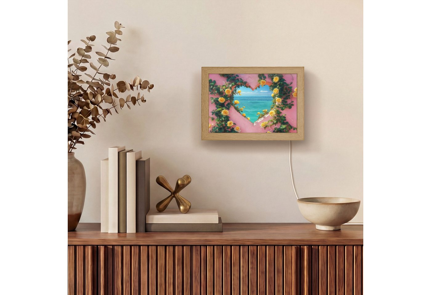 OnlyWow Wandleuchte Lightbox Herz - Meer - Wand, Dimmbar, Farbwechsel, LED, Warmweiß, Kaltweiß, Neutralweiß Einstellbar, Wandlampe Innen, Dimmbar, mit Kabel, LED, Modern, Flur Bild 2