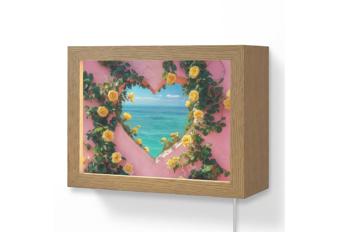 OnlyWow Wandleuchte Lightbox Herz - Meer - Wand, Dimmbar, Farbwechsel, LED, Warmweiß, Kaltweiß, Neutralweiß Einstellbar, Wandlampe Innen, Dimmbar, mit Kabel, LED, Modern, Flur Bild 3