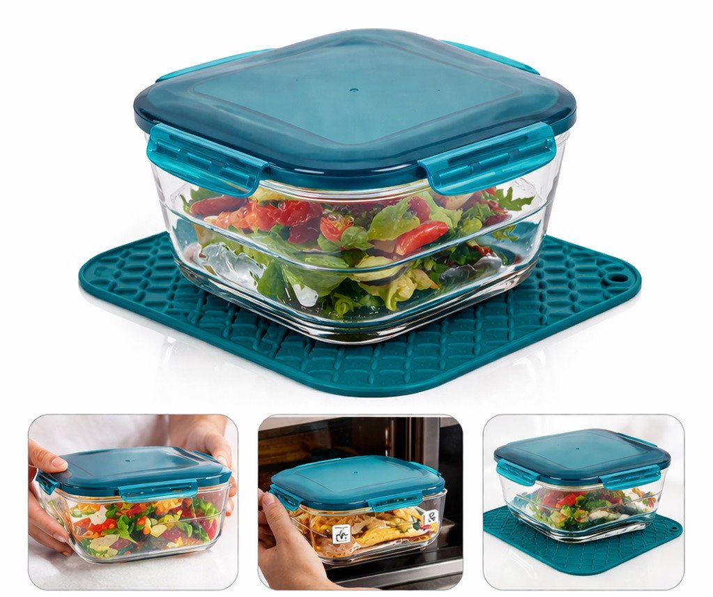 Genius Gemüsehobel Genius Behälter Auflaufform Glasschüssel Set Nicer Dicer Chef 3-tlg, Material: Kunststoff, Glas