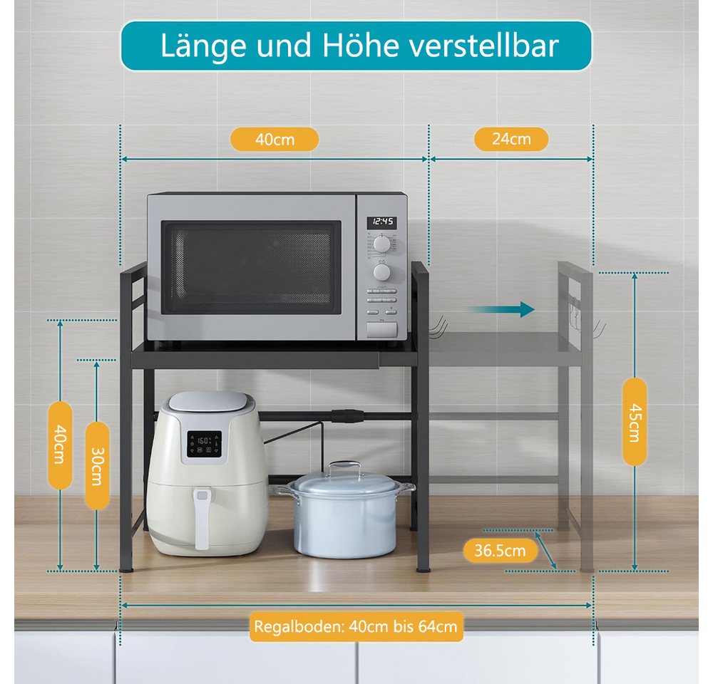 AFKSMILE Küchenregal Verstellbares Mikrowellenregal, küchenregal arbeitsplatte stehend Bild 5