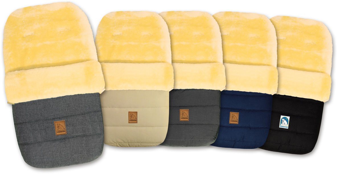 Heitmann Felle Fußsack Eisbärchen - Lammfell Winterfußsack - Premium Qualität, mit echtem Lammfell, für Kinderwagen, Buggy, 5 Gurtschlitze, waschbar Bild 2