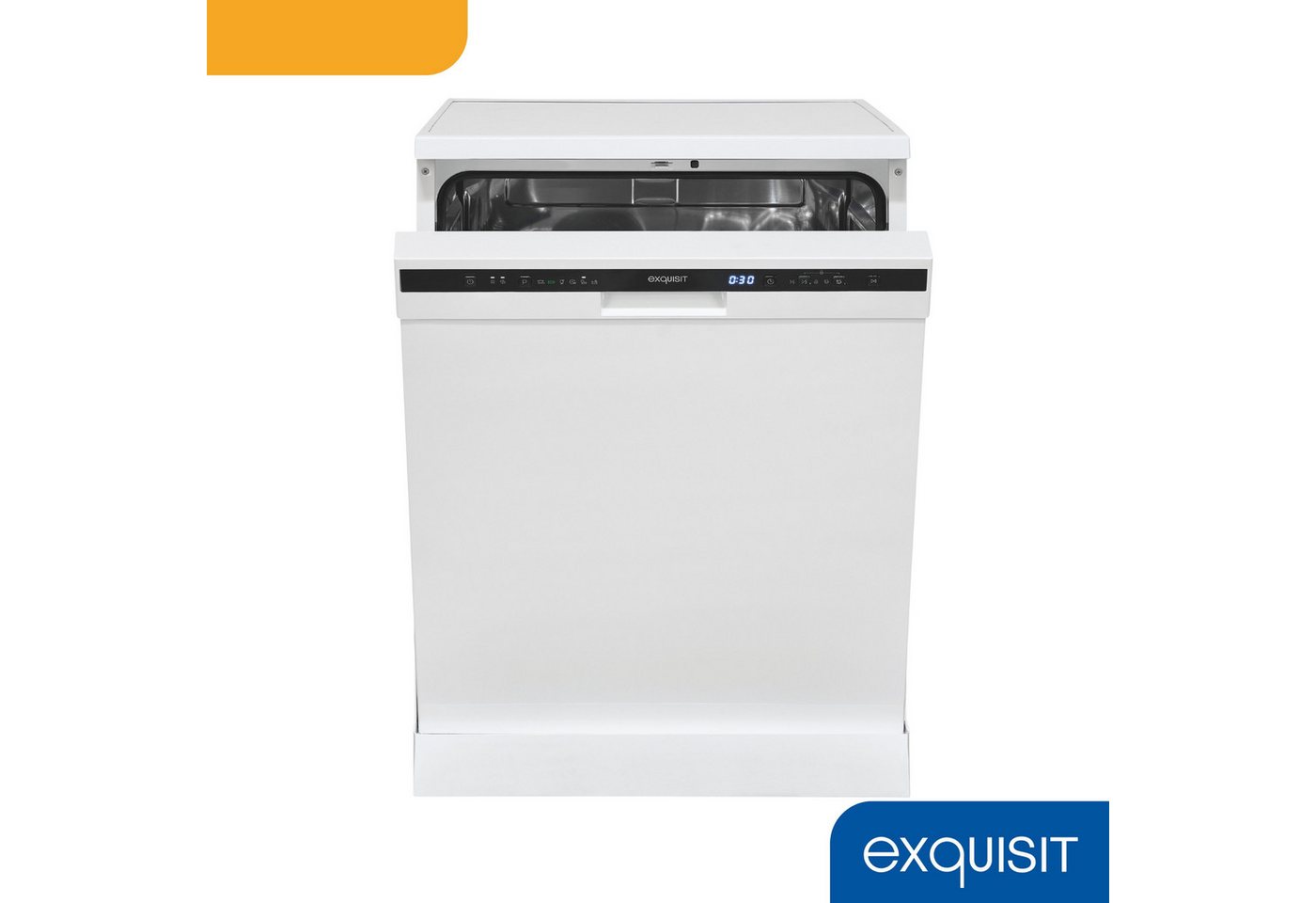 exquisit Standgeschirrspüler GSP6312-030C weiss, 9,8 l, 12 Maßgedecke, 12 Maßgedecke, 6 Programme, LED, Besteckkorb, Auto Door Open, AquaStop Bild 5