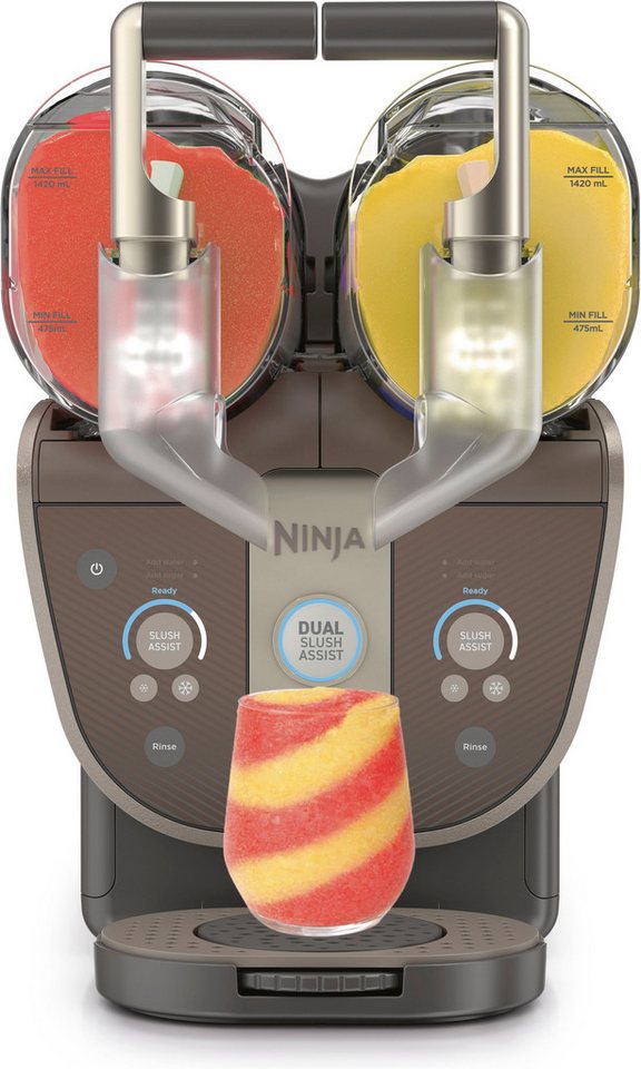 NINJA Slush-Eismaschine SLUSHi Twist, 2-in-1 SLUSHi Maschine, Dual-SlushAssist-Technologie, 1,42 l, 500 W, 2 Behälter für gleichzeitige Zubereitung von zwei Geschmacksrichtungen Bild 5