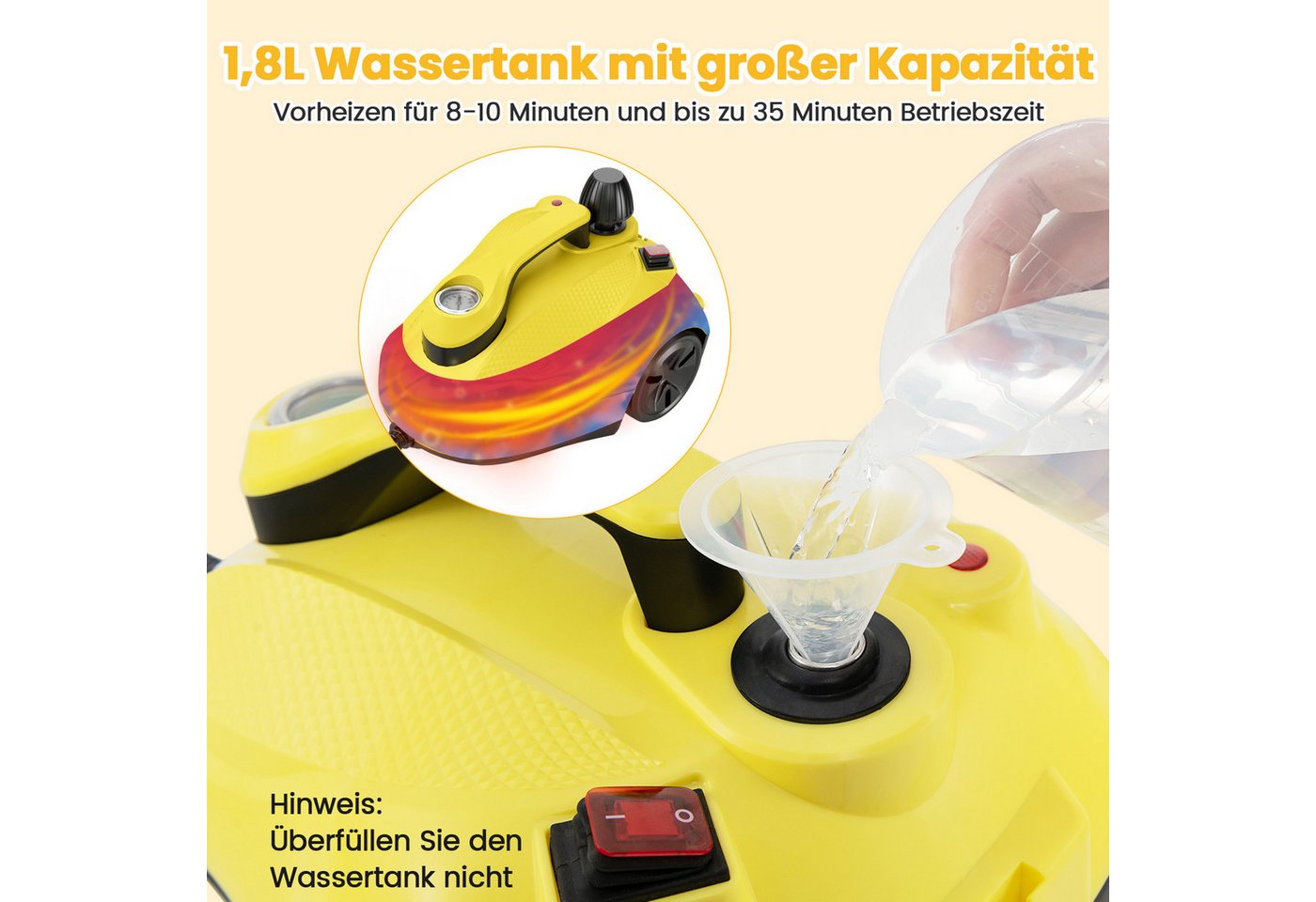 COSTWAY Dampfreiniger Handdampfreiniger, 2000 W, 5 Bar, mit 1,8L Tank, bis 160 °C Bild 2