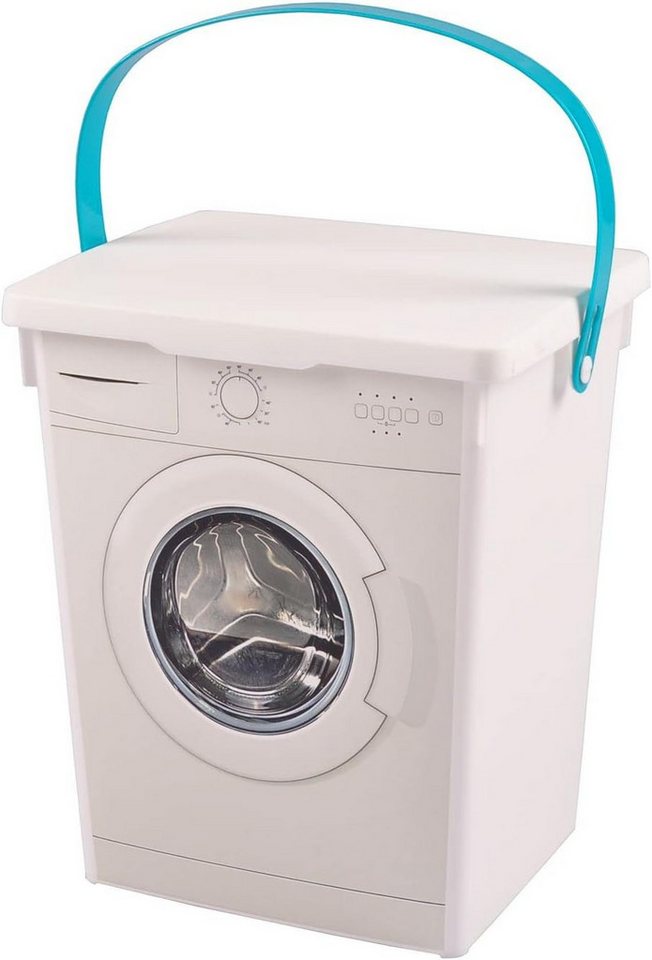 WestCraft Transportbehälter Waschpulverbox in Form einer Waschmaschine für Waschmittel, (1-St), Waschmittelbox, Eimer 5 Liter, Waschmitteldose, Waschmittelbehälter