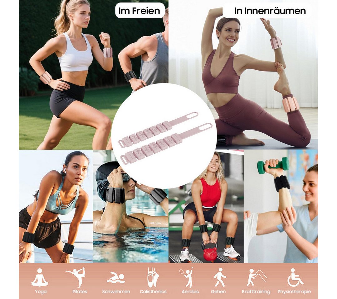 AIMAX Gewichtsmanschette Silikon-Gewichtsarmbänder, verstellbares Gewicht, 0,25 kg, 2er-Pack, Geeignet für Handgelenks & Fußgelenkgewichte, Yoga, Fitness, Gehen
