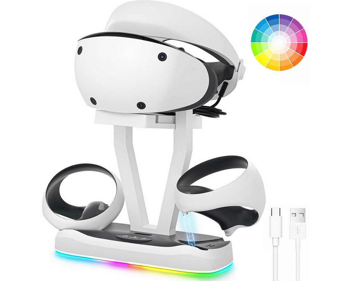 MOPUEA Ladestation für PS5 VR2 Controller PS5 VR2 Dual-Sense-Ladestation Ladestation (Set, 1-tlg., Stabile & ordentliche Aufbewahrung, Magnetisches Schnellladen mit Schutzfunktion)