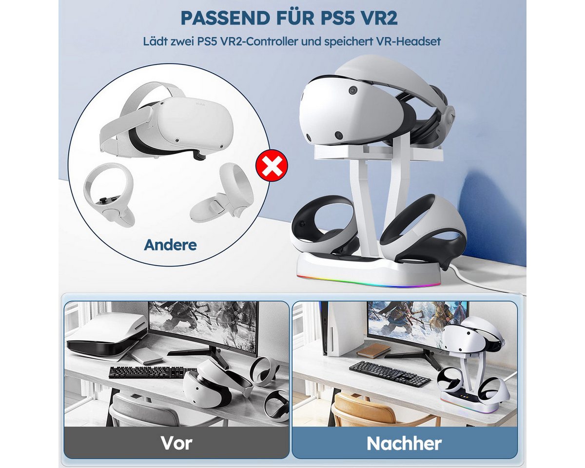 MOPUEA Ladestation für PS5 VR2 Controller PS5 VR2 Dual-Sense-Ladestation Ladestation (Set, 1-tlg., Stabile & ordentliche Aufbewahrung, Magnetisches Schnellladen mit Schutzfunktion) Bild 2