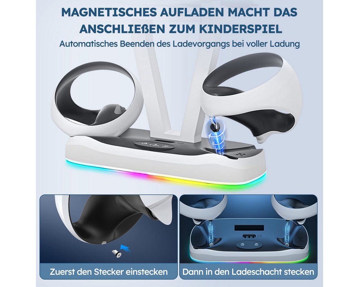 MOPUEA Ladestation für PS5 VR2 Controller PS5 VR2 Dual-Sense-Ladestation Ladestation (Set, 1-tlg., Stabile & ordentliche Aufbewahrung, Magnetisches Schnellladen mit Schutzfunktion) Bild 4