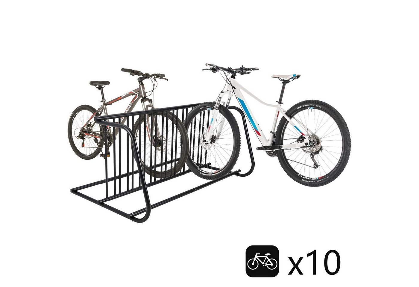 GarveeMore Fahrradständer Fahrradhalter für 10 Fahrräder Freistehend Verzinkter Stahl