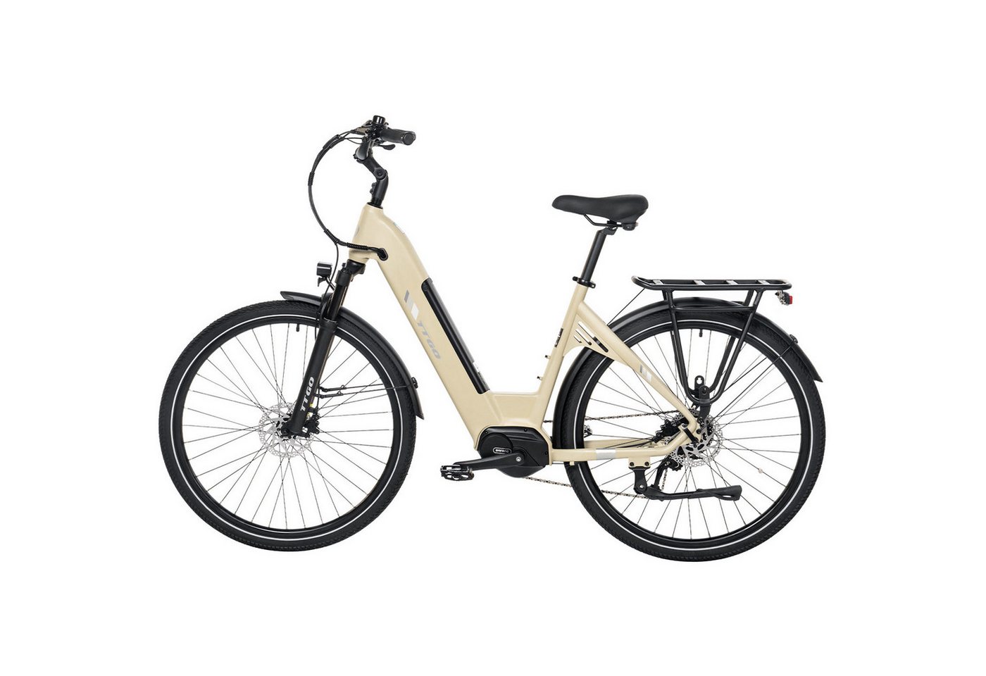 TTGO E-Bike Cityrad 28 Zoll, 75Nm Mittelmotor, Drehmomentsensor, 140km, Lockout-Federgabel, 9 Gang Shimano, Kettenschaltung, Mittelmotor, 648 Wh, Tiefeinstieg, hydr. Bremsen, Elektrofahrrad für Damen und Herren