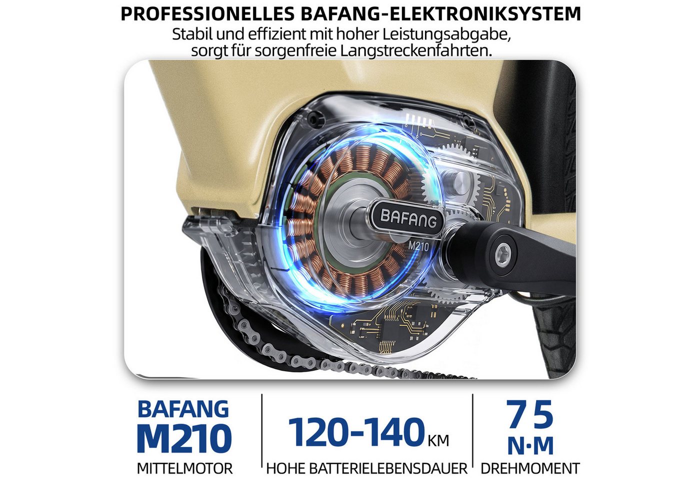 TTGO E-Bike Cityrad 28 Zoll, 75Nm Mittelmotor, Drehmomentsensor, 140km, Lockout-Federgabel, 9 Gang Shimano, Kettenschaltung, Mittelmotor, 648 Wh, Tiefeinstieg, hydr. Bremsen, Elektrofahrrad für Damen und Herren Bild 3