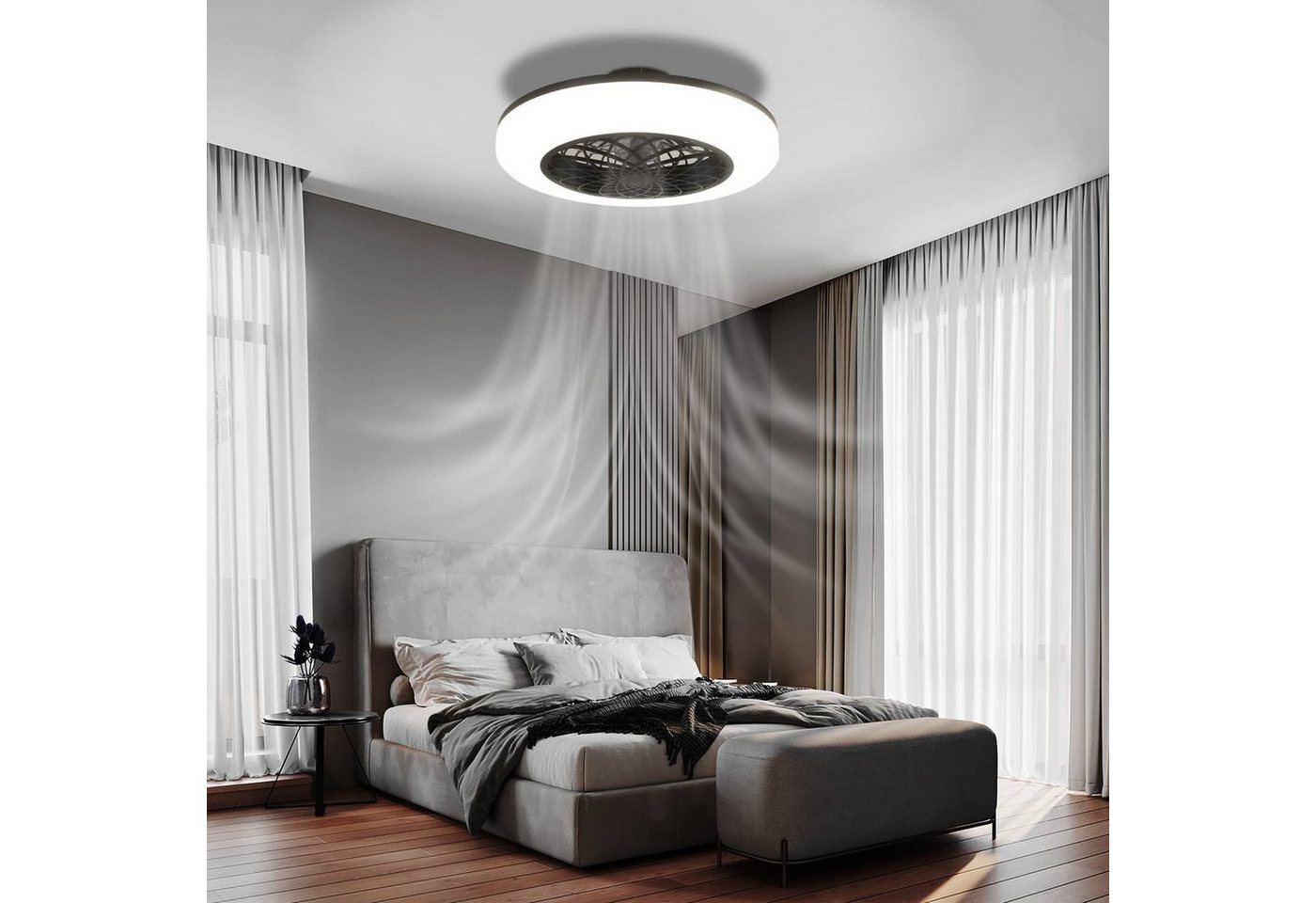 ZMH Deckenventilator Mit Fernbedienung & Licht Leise für Schlafzimmer Timer Dimmbar Fan Bild 2