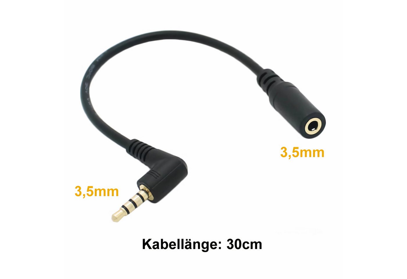 Bolwins J44 30cm Audiokabel Verlängerungskabel 3,5mm Stecker zu 3,5m Buchse Audio-Kabel, 3,5 mm Klinkenstecker, 4-polig (TRRS), 3,5 mm Klinkenbuchse, 4-polig (TRRS) (30 cm), 3,5-mm-Audio-Verlängerungskabel Bild 4