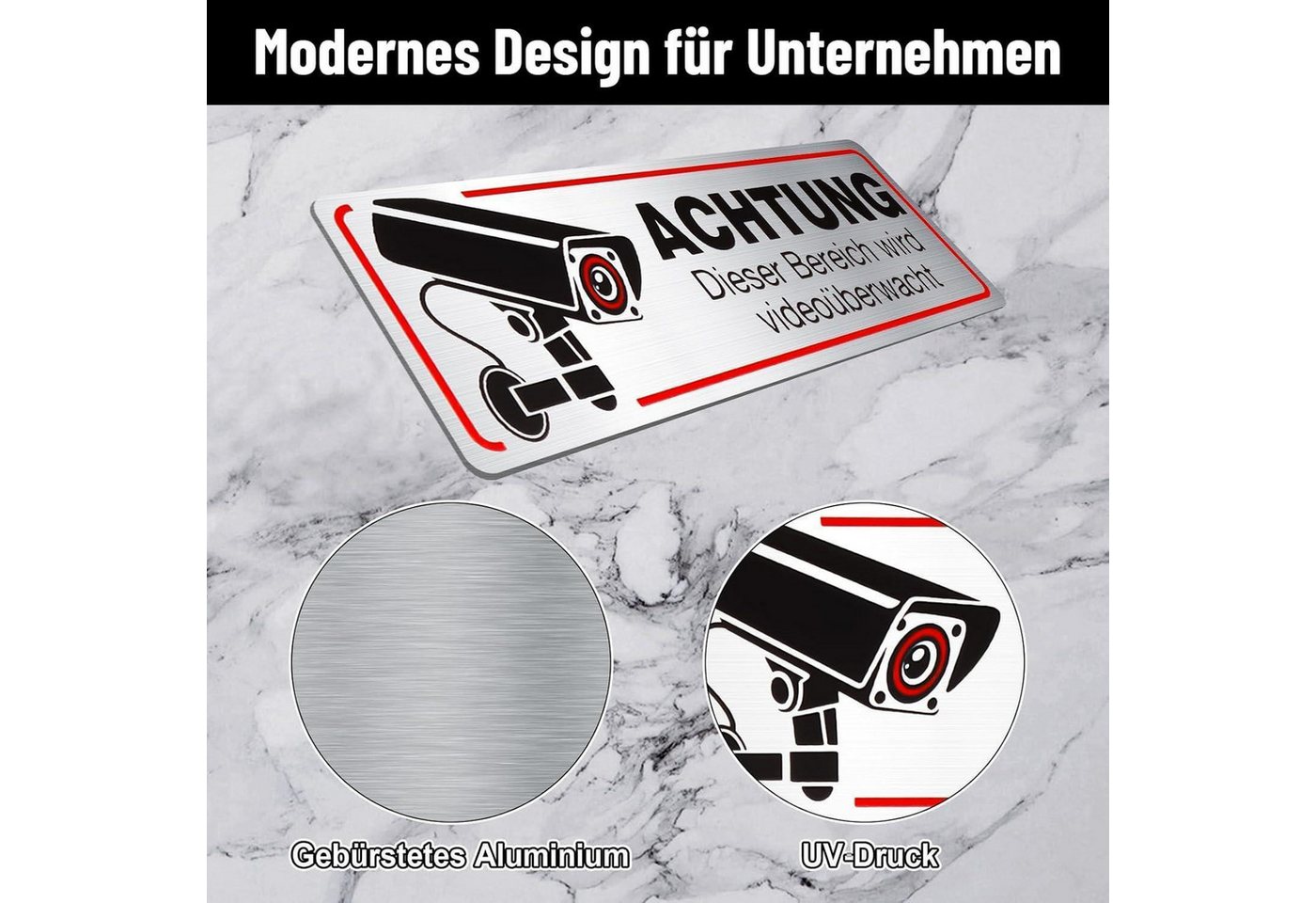 Jostift Warnschild 4x Videoüberwachung Schild 12x4 cm Edelstahl Warnschild für Innen