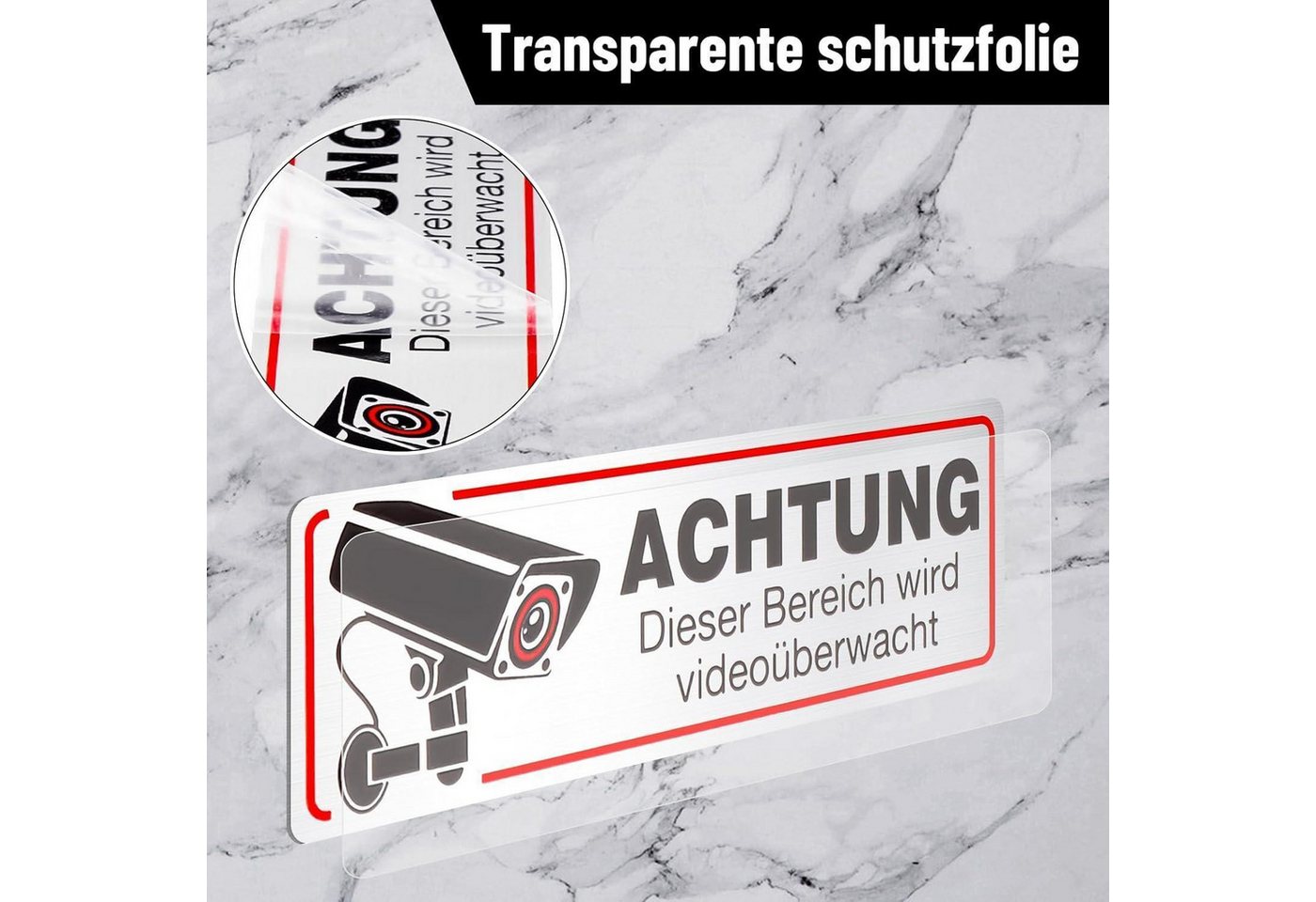 Jostift Warnschild 4x Videoüberwachung Schild 12x4 cm Edelstahl Warnschild für Innen Bild 2