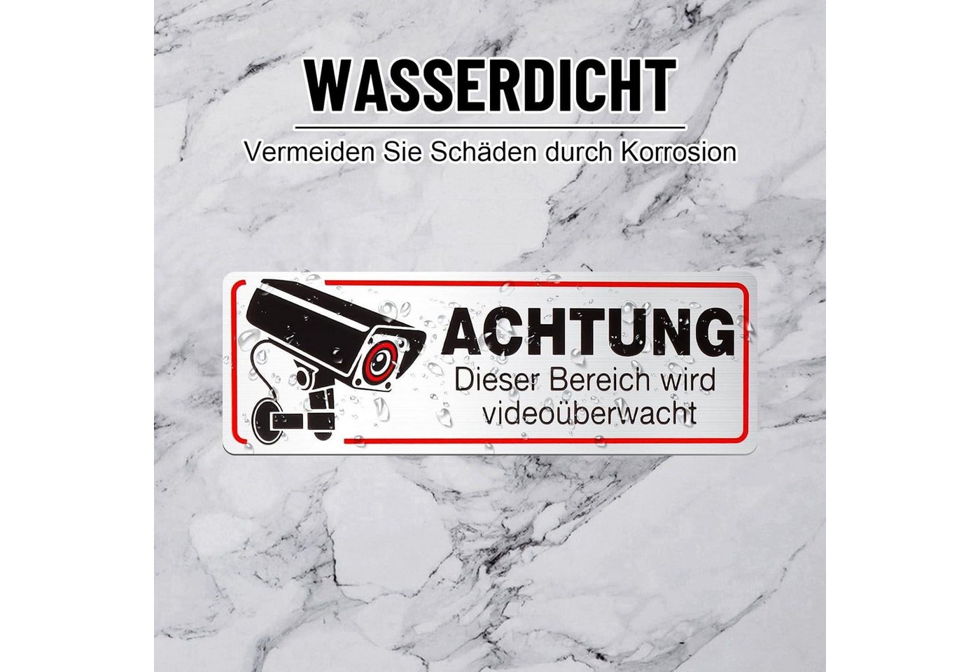 Jostift Warnschild 4x Videoüberwachung Schild 12x4 cm Edelstahl Warnschild für Innen Bild 4