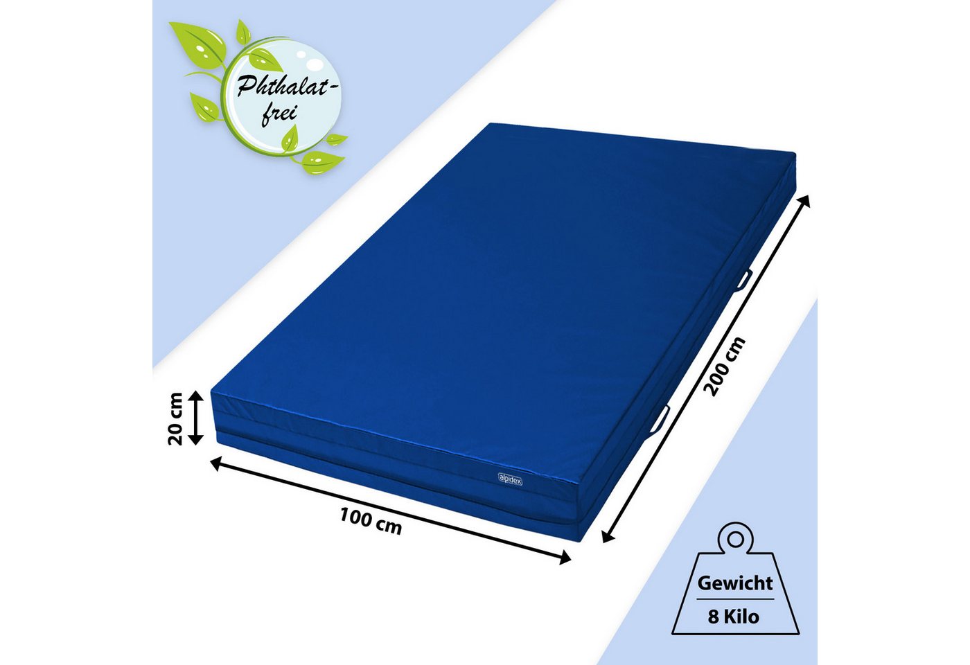 ALPIDEX Weichbodenmatte ALPIDEX Weichbodenmatte 200x100x20 cm - Anti-Rutschboden & Tragegriffe